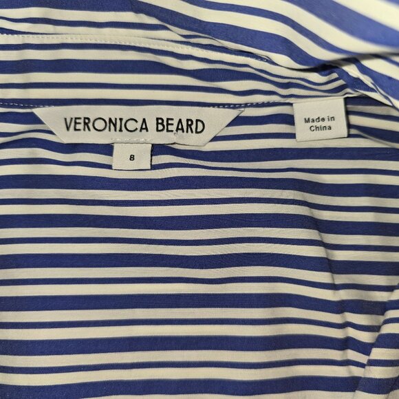 Veronica Beard Joelle Gathered Stripe Button-Front Top Size 8 - Picture 3 of 6